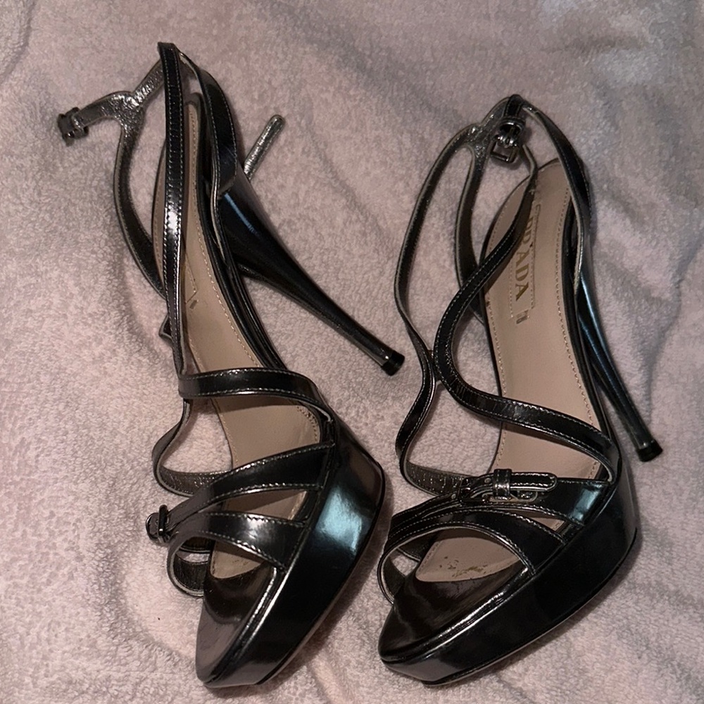 Prada Women's Metallic Silver Heels